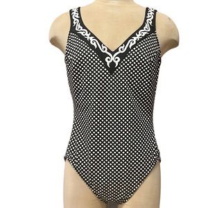 Miraclesuit Swimsuit One Piece Black White Polkadot 14